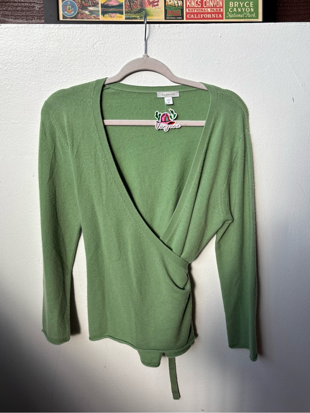 Garnett hill Cashmere Wrap Top - Green